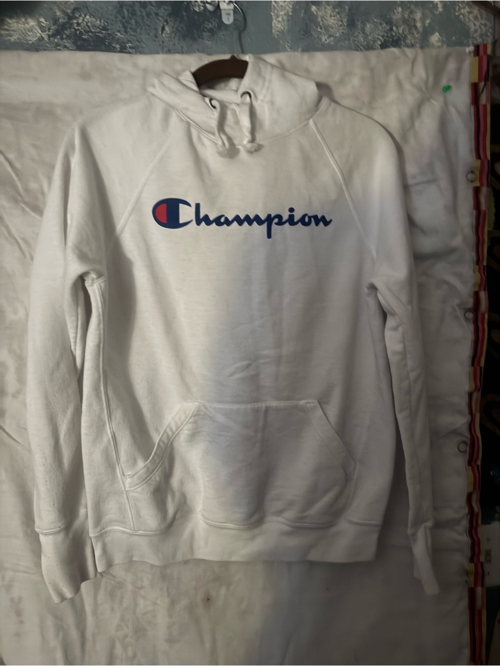 Champion Authentic Athleticwear White Logo Pullover Hoodie Size Small